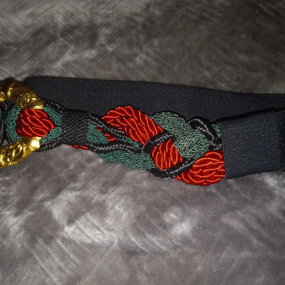 Vintage 80s 90s Women's Belt Woven Braided Fabric Cord Stretchy 40